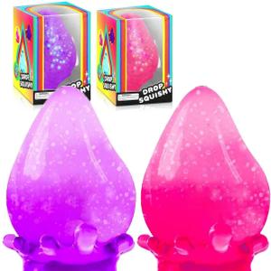 2 Packs Dream Squishy Drop Stress Balls for Adults Fidget Toys, Fidgets Silicone Sensory Toys for Kids Autism, ADHD, Sensory Stress Relief Toys Birthday Day Gifts, Stocking Stuffer Gift (Purple Red)