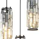 LMQNINE 3 Light Black Pendant Lighting Modern Pendant Light, Mini Crystal Chandeliers,Adjustable Pendant Light Fixture for Kitchen Island Dinning Room Bedroom (Black 3-Light)