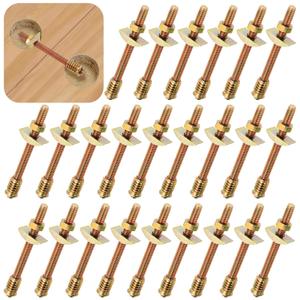 Acshio 24 Sets Bed Frame Hardware Connector Kit, 8x100 mm 4-in-1 Furniture Fastening Countertop Connector Bolts, Half Moon Spacers Table Combination Bolt Nut Thread for Panel, Chair, Head Board