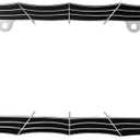 GG Grand General 60468 Chrome and Black Spider Web Style License Plate Frame w/2 Holes, 7"L x 13"W
