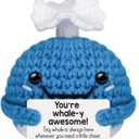 Funny Whale Boss Day Gifts for Women Men,Emotional Cheer Up Support Christmas White Elephant Birthday Gifts for Her Him Teens Teenage Girls Boys Friends Coworker Boss Lady,Handmade Crochet Stuff Decor