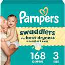 Pampers Swaddlers Diapers, Size 3 (13-26 lbs), 168 Count, Absorbent, Keeps Baby Dry and Comfortable, Skin Safe Disposable Baby Diaper