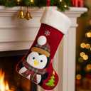 Christmas Stocking Baby First Christmas Stockings 20 Inch Pink Blue Kids Christmas Stockings with Bear Embroidered Children Christmas Stocking with Gift Box for Boys Girls Large Xmas Stocking