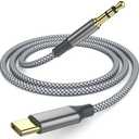 Henrety Aux to USB C Cable 6.5ft, Nylon Braided Hi-Fi Audio Cord for Car, Headphones, Speakers, Compatible with iPhone 15/16, Galaxy S23/S22/S21, Pixel, iPad Pro