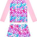 Girls Rash Guard Swimsuit Two Piece Long Sleeve Bathing Suits