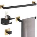 TURS Bathroom Hardware Set Black 4-Piece Towel Bar Set Include 24 Inch Towel Bar Hand Towel Holder Towel Hook Toilet Paper Holder with Shelf Wall Mounted Stainless Steel Bathroom Accessories Set