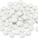 MECCANIXITY 12mm Glass Mosaic Tiles, 200g Round Iridescent Glass Pieces Recycled Mosaic Tiles Bulk for Vase Flower Pots Aquarium Decor Garden Project DIY Art Craft, White