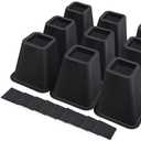 ANNKUT 6 Inch Heavy Duty Bed Risers, Furniture Risers for Desk, Chair, Table or Sofa, Couch Lift Risers, Supports up to 2200 lbs per Leg(9 Pack Black)