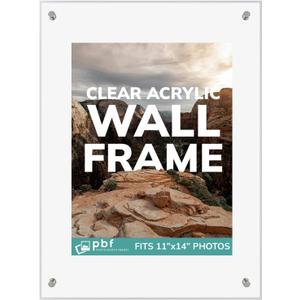 pbf PHOTO BOOTH FRAMES 11x14 Acrylic Frame for Wall | Wall Mount & Tabletop | 14x11 Horizontal Clear Acrylic Photo Frame for Poster, Diploma, Business License | Modern, Minimalist Style