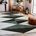 Moroccan Washable Rugs 5x7, Geometric Soft 5x7 Area Rugs for 5' x 7' Blue/Grey