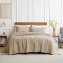 palassio Dark Beige Cotton Quilt King Size Bedding Sets with Pillow Shams, Lightweight Soft Bedspread Coverlet, Quilted Comforter Bed Cover for All Season, 3 Pieces, 106x96 inches