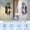 Outdoor Wall Sconces, Black Outdoor Porch Lights, 22.8" H Large Exterior Wall Lanterns, Waterproof Exterior Lighting Fixtures with Water Glass for Patio Garage Doorway