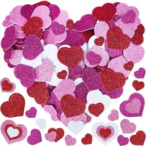 2 x Winlyn 480 Pcs Valentine's Day Heart Stickers Bulk Self-Adhesive Glitter Hearts Shaped Foam Stickers Embellishments in Red Pink White Valentine Arts and Crafts for Kids Scrapbooking Cards Gift Dcor
