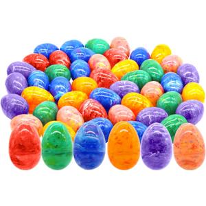 JOYIN 72 Pcs Plastic Iridescent Printed Bright Easter Eggs 3.15" Tall for Easter Hunt, Basket Stuffers Fillers, Classroom Prize Supplies, Filling Treats and Party Favor