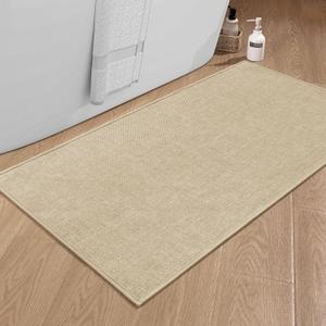 chakme Bathroom Rugs Mat 47x25, Ultra Thin Non Slip Bath Mat Large Quick Dry Absorbent Bath Mat for Bathroom Floor, (Light Beige, 47"x25") (2' x 3'11" (Rectangular))