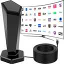 TV Antenna for Smart TV Indoor, Digital Antenna for Local Channels, Strong Magnetic Base, Easy Installation, 360 Long Range Reception, 4K 1080P, 8.5-ft Long Cable (Black)