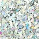 4 x Star Moon Confetti - Iridescent Metallic Glitter Foil for Birthday, Anniversary, Wedding, Graduation, Bachelorette, Baptismal Party DIY (Silver)