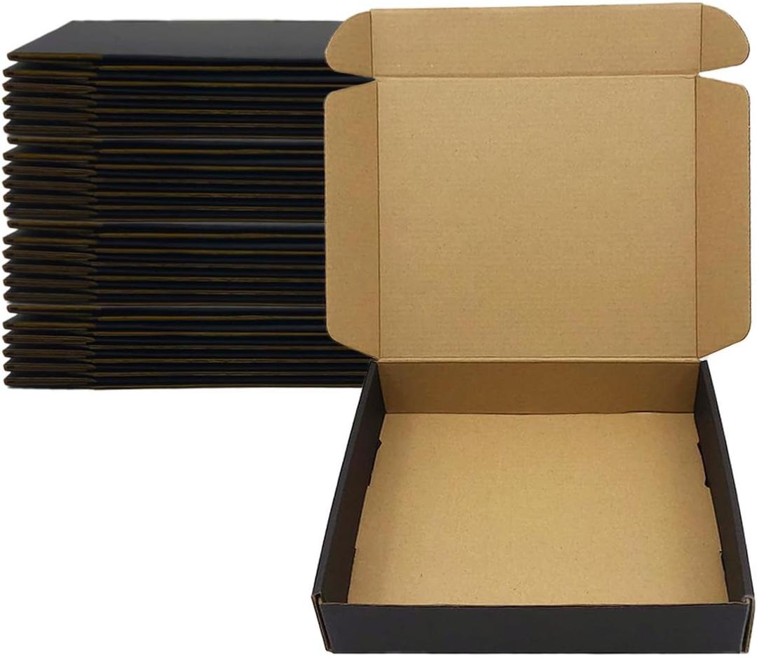 24 Pack 13x10x2 Inches Black Shipping Boxes3 Layers Corrugated Cardboard Box, Mailer Boxes for Packaging Mailing Gifts Digest Book Giving Products Wrap Boxes with Lids (13''x10''x2'')