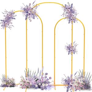 Metal Arch Backdrop Stand Set of 3 (7.2 ft, 6.6 ft, 6 ft), Gold Arch Backdrop Stand, Easy to Assemble Wedding Arch for Ceremony, Birthdays, Engagements, Baby Showers, Graduations, Parties