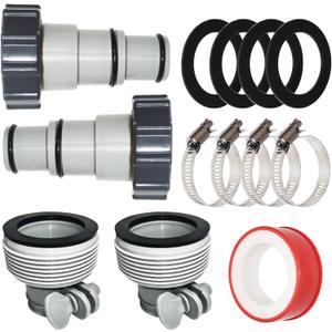 4 Pack Pool Hose Adapter Kit, A/B Type Pool Pump Hose Connector for 1.25&1.5 Inch Hoses,Hose Conversion Adapters with Clamp Washer Fits Filter Pumps for Pool Accessories Replacement Parts