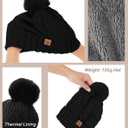 Winter Hats for Women- Winter Beanie Womens with Bobble, Soft Warm Ribbed Knit Cuffed Womens Winter Hat (Black)