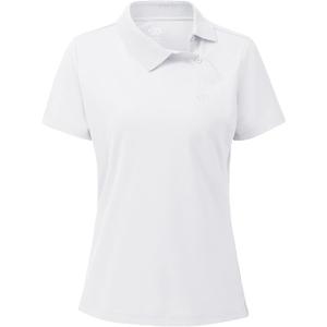 MoFiz Womens Slanted Placket Lapel Buttons Golf Polos Shirts Dry Fit Lightweight Women Tennis Shirt Casual Work Shirt, M