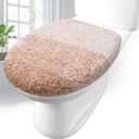 Arotive Soft Microfiber Bathroom Toilet Lid Cover, Machine Washable Seat Covers, 17.5 x 15, Stays in Place Rubber Backing, Fits Most Round, Elongated and Oblong Lids, Accessories Decor, Beige