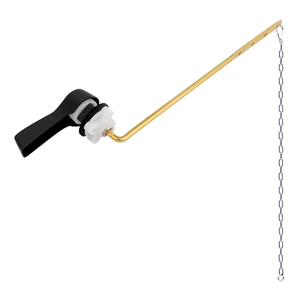 Hibbent Universal Metal Front Mount Toilet Handle Replacement Kit, Brass Toilet Flush Tank Lever with Stainless Steel Flapper Chains for Most Toilets, Matte Black Finish