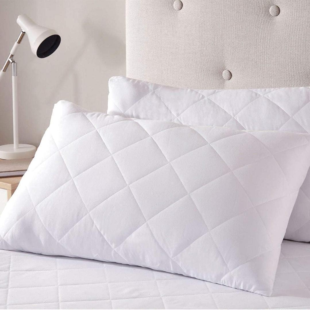 Anti Allergy Quilted Pillow Protectors Queen 2 Pack White