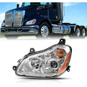 Yingtour Headlight Assembly Compatible with Kenworth T680 2013 2014 2015 2016 2017 2018 2019 2020 2021 Halogen Headlights Headlamps W/Bulbs (Left)