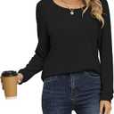 Women's Fall Casual Long Sleeve Tunic Tops Side Split T-Shirt for Leggings (Black, XL)