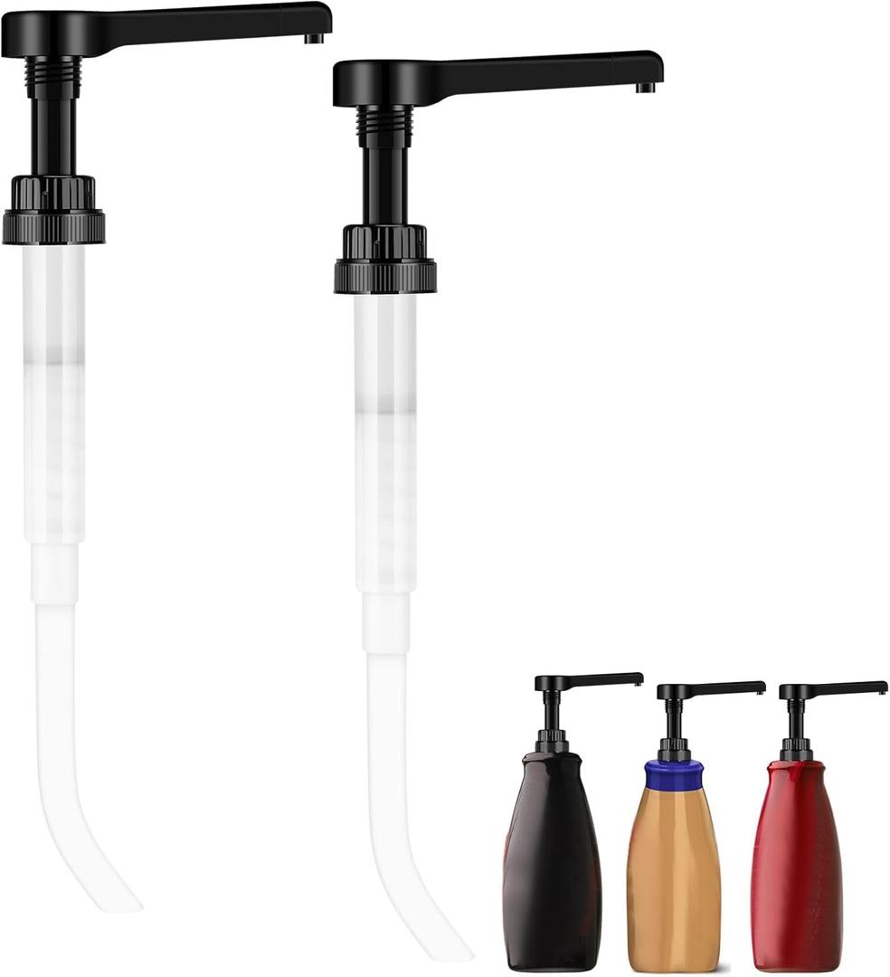 Hushee 2 Pcs Coffee Syrup Pump Sauce Pump Dispenser for 64 oz Syrup Bottles Reusable Sauce Pumps Coffee Dispenser Multifunctional Sugar Pumps for Chocolate Caramel Vanilla Mocha Sauces (Black)