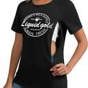 GINKANA Women's Nursing Shirts for Breastfeeding with Hidden Zippers Loose Fit Nursing Tops Comfortable Tshirt Mama Clothes (Black, L)