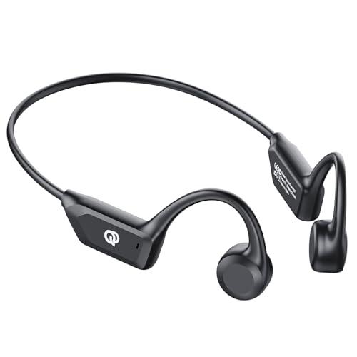 Qyzue Bone Conduction Headphones, Open Ear Headphones Wireless Bluetooth with Mic, Superior Sound Running Headphones 10H Playtime, Comfortable Fit Waterproof for Music, Workouts, Travel