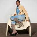 Naturalizer Women's Deesha Wide Calf Knee High Boot Dark Brown Leopard Suede 10 WW