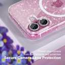 Choiche for iPhone 16 Case Magnetic, Women Clear Glitter Bling Sparkly Case, [2xDiamond Camera Lens Protectors] [2xTempered Glass Screen Protectors] [Compatible MagSafe] 6.1" (Glitter Clear)