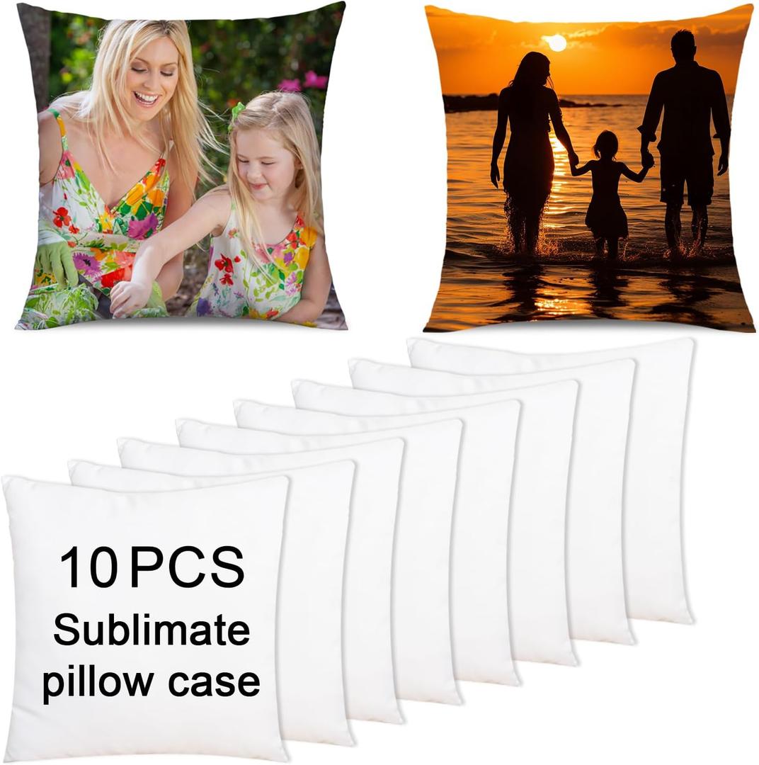 OKBA 10 pcs Sublimation Blanks Pillow Cases 16"x 16" White Cushion Covers Glossy Satin Pillow Covers Heat Transfer DIY Custom Picture (10 pcs Pillow Cases 16"x 16") OKBA 10 pcs Sublimation Blanks Pillow Cases 16"x 16" White Cushion Covers Glossy Satin Pillow Covers Heat Transfer DIY Custom Picture (10 pcs Pillow Cases 16"x 16")