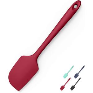 600F Heat Resistant Silicone Spatula, Doosu High Temp Flexible Kitchen Rubber Bowl Scrapers Food Grade Seamless Baking Supplies Scratch-Proof for Scraping Non-Stick Pans (Red, 11.4in)