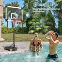 Pool Basketball Hoop, Height Adjustable 3.9" to 6.9", Black Steel Frame, Water Base, Includes Air Pump, 8-Inch Rubber Ball, Indoor & Outdoor Use