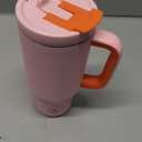 ENCOOL 32 oz Tumbler with Handle and Flip Straw, 100% Resistant Tumbler with Lid and Straw, Insulated Stainless Steel Travel Coffee Mug, Keeps Cold for 24 Hours, Cup Holder Friendly (Blush)