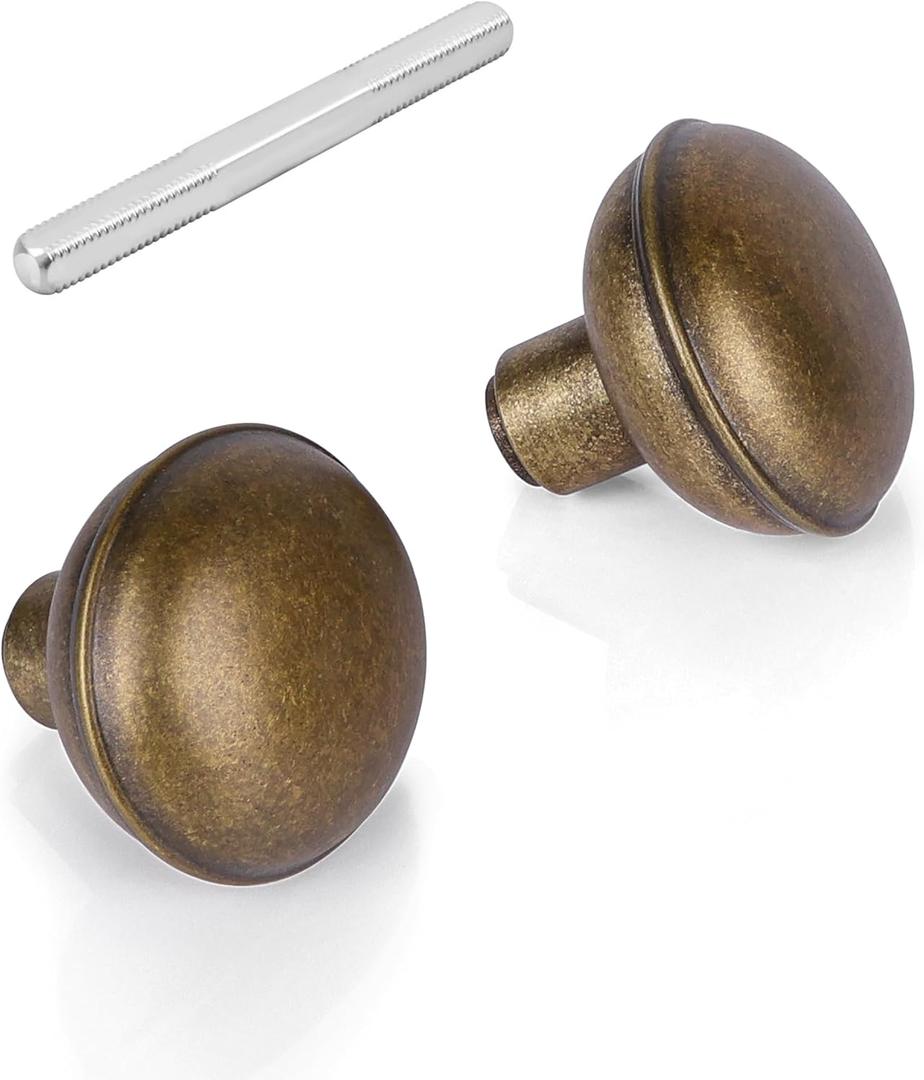 1 Pack Vintage Antique Brass Door Knob Set with Spindle, Vintage Old Style Door Knobs Replacement Set for Mortise Lock Interior Doors