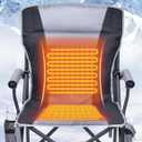 Docusvect Heated Camping Chair for Adults, Heats Back and Seat, 3 Heat Levels, Fully Padded Heated Folding Chair for Outdoor Sports with Cup Holder, Rich Pockets, Battery NOT Included