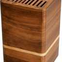 Acacia Wood Universal Knife Block, Countertop Knife Holder Organizer with Scissors & Sharpening Rod Slots, Space Saving Storage without Knives