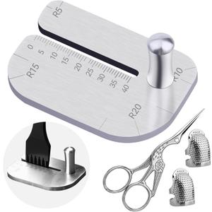 TLKKUE Leather Stitching Punch Aid Plate, Stainless Leather Punch Plate with Sewing Stork Scissor and Thimbles, Leather Punch Aid Plate for Pulling Out Diamond Rimmed Chisels or Nail Irons