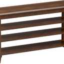 Taitiy Shoe Rack Bench with 3 Tier Adjustable Shelves Rubberwood Entryway | Hallway organizer, solid wood design, removable shelves, space saving storage, perfect for front doors, family spaces, Color: Walnut - Wood