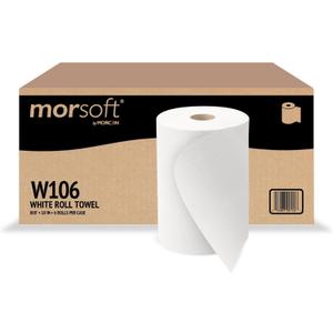 Morsoft by Morcon W106 Paper Towel Dispenser Refill, 10 Inch Roll, White, 100% Recycled Fiber, 10 x 800ft, 6 Rolls, Ideal Paper Towel Rolls for Dispenser
