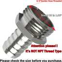 Beduan Stainless Steel Garden Hose Swivel Fitting 1/4" Barb x 3/4" GHT Male Thread Adapter Connector Garden Hose Repair with Hose Clamp