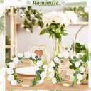 15 Pcs Metal Floral Centerpiece Table Decorations Hoop Centerpiece with Stand Gold Centerpieces for Table 15 Wooden Holders 30 Artificial Flowers 30 Leaves for Wedding DIY Craft Decor(14 Inch,White)