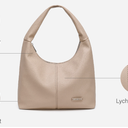 Hobo Purse, PU Leather Shoulder Bag, Tote Handbag for Work and Travel Apricot