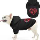 SCENEREAL Valentine Dog Hoodie Sweaters with Leash Hole, Warm & Soft Fleece Dog Sweater & Sweatshirt for Small Medium Large Dogs, Pets Clothes Cold Weather Costume, Heart Print S